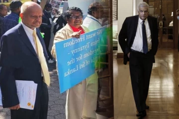 நியூயோர்க்கில் புலம்பெயர் தமிழரின் போராட்டம்: ஐ.நா சபையிலிருந்து பின்வழியால் வெளியேறிய ரணில்