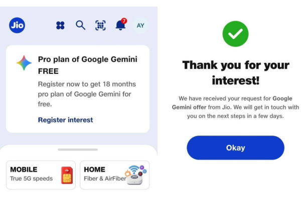 ஜியோ பயனர்களுக்கு ரூ.35,1000 மதிப்புள்ள Gemini Pro AI இலவசம் - எப்படி பெறுவது? | Jio Users Get Gemini Ai Pro Free How To Apply ஜியோ பயனர்களுக்கு ரூ.35,1000 மதிப்புள்ள Gemini Pro AI இலவசம் - எப்படி பெறுவது? | Jio Users Get Gemini Ai Pro Free How To Apply