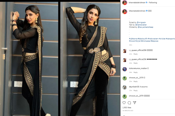 வித்தியாசமான புடவை அணிந்து போஸ் கொடுத்த தொகுப்பாளினி பாவனா.. இணையத்தில் வைரல் | Bhavana Latest Photoshoot Gone Viral