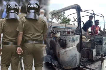 நடு வீதியில் தீப்பிடித்து எரிந்த முச்சக்கரவண்டி