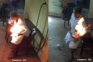 முதியவரின் சட்டைப்பையில் திடீரென வெடித்து சிதறிய செல்போன் - ஷாக் வீடியோ