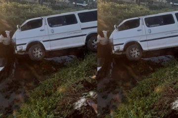 பாதையை விட்டு விலகி வாய்க்காலுக்குள் பாய்ந்த வான்; தெய்வாதீனமாக தப்பிய நபர்கள்