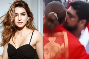 சாமி தரிசனம் முடித்துவிட்டு வந்த நடிகை கீர்த்தி சனோனுக்கு திடீரென முத்தம் கொடுத்த இயக்குனர்.. வைரலாகும் புகைப்படம்