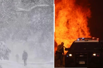 அமெரிக்காவை வாட்டும் இரட்டை பேரிடர்கள்: பனிப்பொழிவில் 10 பேர் பலி