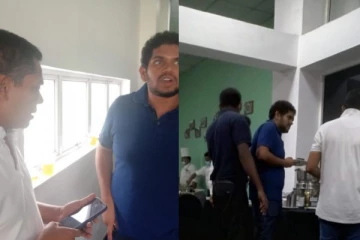 ඊයේ තරගය අතරතුර හිටපු ජනපති පුතු දහම් සිරිසේන අකරතැබ්බයක - ක්රීඩා ඇමතිත් පැමිණෙයි..(PHOTOS)