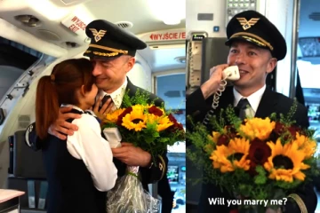 விமானத்தில் நடந்த அழகான Proposal., விமானிக்கு Okay சொன்ன விமான பணிப்பெண்