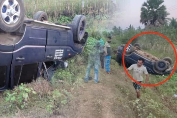 முள்ளியவளை காவல்துறையின் வாகனம் தடம் புரண்டு விபத்து