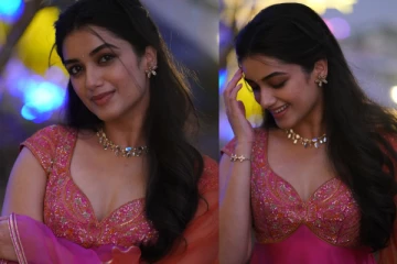 நடிகை பாக்யஸ்ரீ போர்ஸே பிங்க் உடையில் அழகிய போட்டோஷூட்