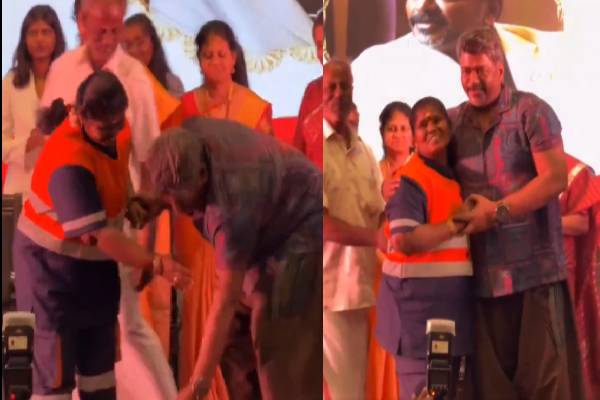 பத்மாவுக்கு பாத பூஜை செய்த நடிகர் பார்த்திபன் | Actor Partheepan Foot Worship Sanitation Worker