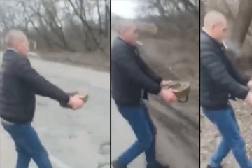 வாயில் சிகரெட்,கையில் கண்ணிவெடி..தில்லாக தூக்கியெறிந்த உக்ரேனியர்: வைரலாகும் காணொளி