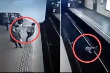 ரயில் வரும் நேரத்தில் தண்டவாளத்தில் தள்ளிவிடப்பட்ட பெண்! சிலிர்க்க வைக்கும் வீடியோ காட்சி!