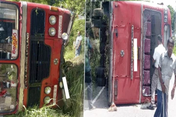 கண்டியில் அரச பேருந்து நடு வீதியில் கவிழ்ந்து விபத்து