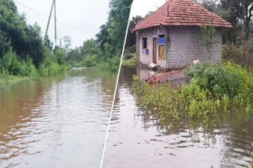 வெள்ளத்தால் தனிமைப்படுத்தப்பட்ட தமிழர் கிராமம்! (படங்கள்)