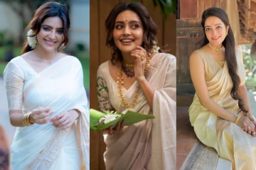 கேரள சேலையில் முன்னணி நடிகைகளின் ஓணம் ஸ்பெஷல் புகைப்படங்கள்!