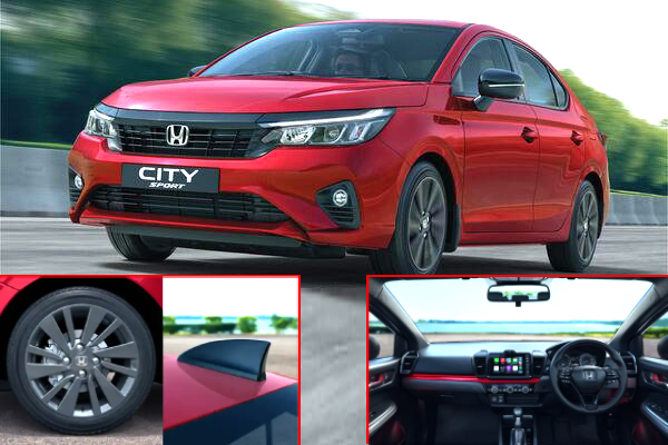 Honda City Sport India launch, Honda City Sport price features, Honda City Sport CVT variant, New Honda City Sport 2024, Honda City sporty edition, Honda City Sport red stitching, Honda City ADAS features, Honda City i-VTEC CVT 2024, Limited edition Honda City Sport, Honda City special edition launch