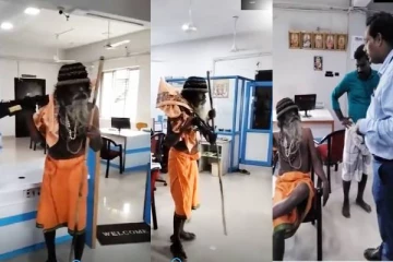 வங்கிக்குள் துப்பாக்கியுடன் நுழைந்து மிரட்டிய சாமியார் - தட்டி துாக்கிய போலீஸ்