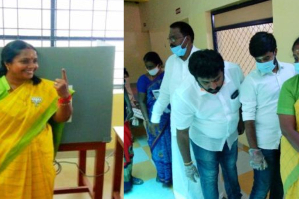 கோவை தெற்கு தொகுதி பாஜக வேட்பாளர் வானதி சீனிவாசன் வாக்களித்தார் | Coimbatore South Constituency Bjp Srinivasan Voted