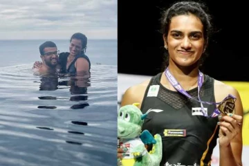 கணவருடன் நீச்சல் குளத்தில் பேட்மிண்டன் வீரங்கனை பிவி சிந்து!! புகைப்படங்கள்..