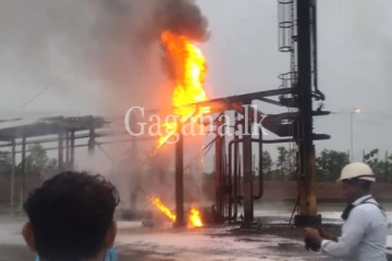 සපුගස්කන්දේ ගෑස් නළයකට වැදුණු අකුණුු සැර.