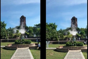 நிலநடுக்கத்தால் ஒரு நொடியில் இடிந்து விழுந்த Bantay தேவாலய கோபுரம்..! - வைரல் வீடியோ