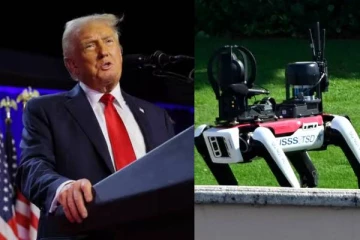 டொனால்ட் ட்ரம்ப்பின் வீட்டில் கண்காணிக்கும் ரோபோ நாய் (வீடியோ)