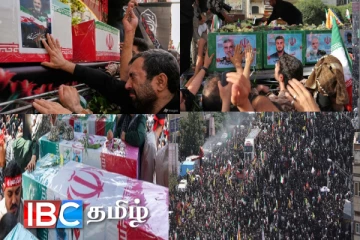 இஸ்ரேல் தாக்குதல்களில் கொல்லப்பட்ட ஈரான் படைத்தளபதிகளின் இறுதிச் சடங்கு : பல்லாயிரக்கணக்கானோர் பங்கேற்பு