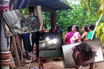 மின்னல் தாக்கி வீடு தீப்பிடித்ததில் வீட்டு உபகரணங்கள் சிதைவு!