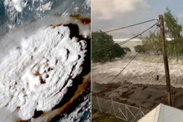 සුනාමි තත්වයක්..දූපතක් ජලයෙන් යටවෙයි.. (VIDEO)