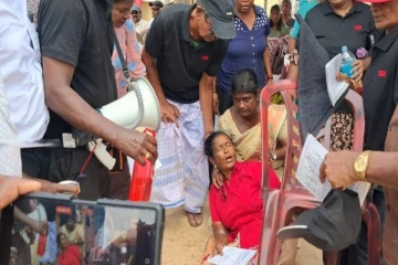 யாழ். பலாலியில் தொடரும் போராட்டம் ; போராட்ட களத்தில் மயங்கி சரிந்த பெண்