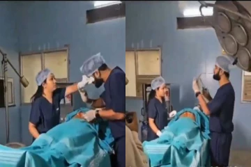 வருங்கால மனைவியுடன் சத்திரசிகிச்சை கூடத்தில் புகைப்படம் : மருத்துவருக்கு ஏற்பட்ட நிலை