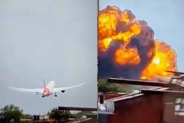 புறப்பட்ட 5 நிமிடத்தில் தீப்பற்றி எரியும் விமானம்- பதைபதைக்கும் வீடியோ காட்சிகள்