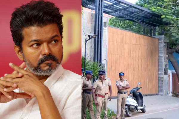 கரூரில் 39 பேர் பலி.. தவெக விஜய் வீட்டிற்கு போலீஸ் பாதுகாப்பு.. | Karur Stampede Police Protection For Vijay House