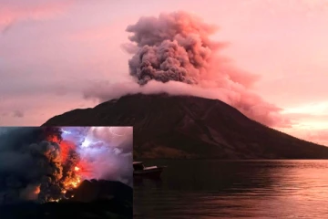 இந்தோனேசியாவில் வெடித்த எரிமலை., மலேசியா வரை பரவிய சாம்பல்., சுனாமி எச்சரிக்கை