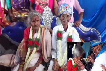 100-வது வயதில் தம்பதிக்கு திருமணம் - ஆசி பெற்ற குடும்பத்தினர்