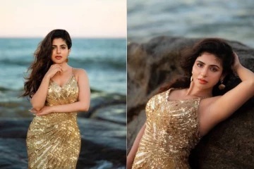 Photo Album: தங்கநிற உடையில் கடல் காற்று வாங்கும் ஐஸ்வர்யா மேனன்