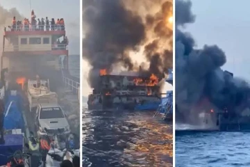 திடீரென தீப்பிடித்து எரித்த கப்பல்... 100க்கும் மேற்பட்ட சுற்றுலா பயணிகளுக்கு நேர்ந்த நிலை?