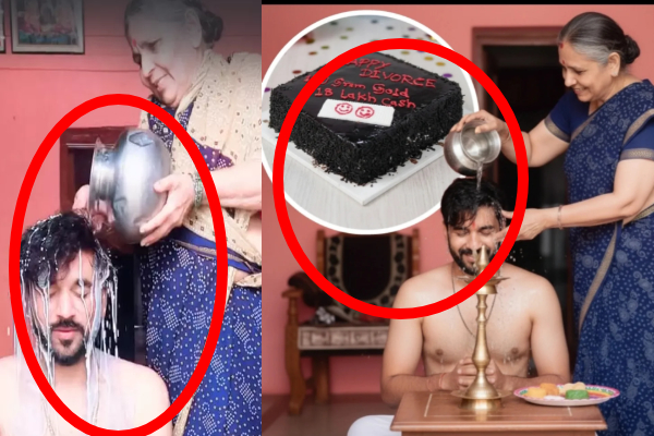 மகனுக்கு விவாகரத்து; பாலாபிஷேகம் செய்து கேக் வெட்டி கொண்டாடிய தாய்! | Happy Divorced Son Mother Celebrates Maharashtra