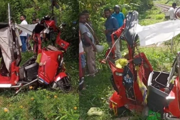 முச்சக்கர வண்டியை மோதித்தள்ளிய புகையிரதம்; குழந்தையும் இராணுவ வீரரும் பலி