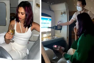 கிடைத்தது கோல்டல் விசா... - பறக்கும் போது மதுவில் மிதந்த அமலாபால் - ரசிகர்கள் அதிர்ச்சி