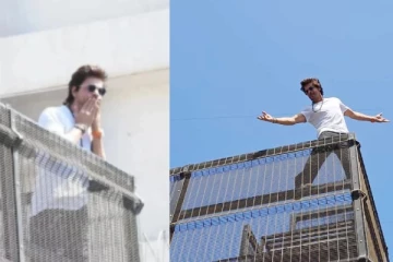 பறக்கும் முத்தம் கொடுத்து ரசிகர்களுக்கு ரமலான் வாழ்த்து சொன்ன ஷாரூக்கான் - வைரலாகும் வீடியோ