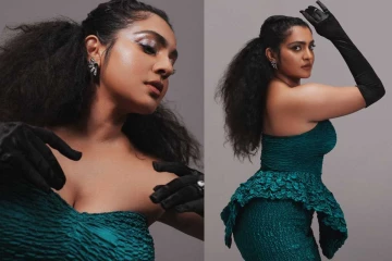 பச்சைநிற கிளாமர் ஆடையில் நடிகை பார்வதி..புகைப்படங்கள்...