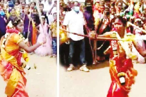 தாலி கட்டியவுடனே நடுரோட்டில் மணமகள் செய்த செயல்! கைதட்டி வரவேற்ற உறவினர்கள் | Newly Wed Broom Dance Silambam