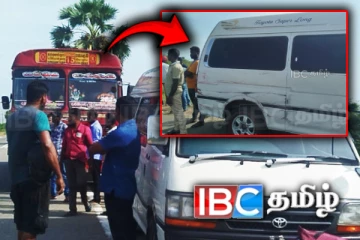 கிளிநொச்சியில் வான் ஒன்றுடன் மோதிய அரச பேருந்து: தப்பிய பயணிகள்