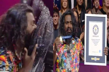 57 மின்விசிறிகளை 1 நிமிடத்தில் நாக்கால் நிறுத்தி சாதனை - வைரலாகும் வீடியோ