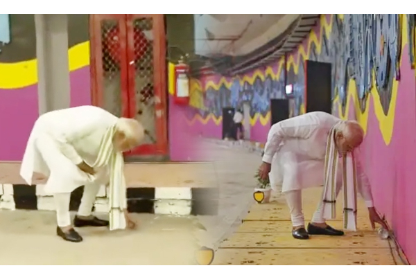 சாலையில் கிடந்த குப்பையை அகற்றினார் பிரதமர் மோடி - வைரலாகும் வீடியோ - தமிழ்நாடு