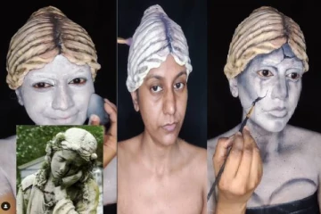 final look எப்படி இருக்குன்னு பாருங்க... அச்சு அசல் சிலையாகவே மாறிய பெண்!