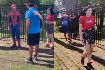 ஸ்பைடர் மேன் உடையணிந்த சிறுவனை தாக்கிய பெண்- வீடியோ வைரல்