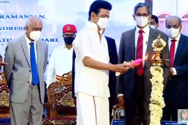 நீதிமன்ற விழாவில் உச்சநீதிமன்ற தலைமை நீதிபதி,முதலமைச்சர் உள்ளிட்டோர் பங்கேற்பு..! - தமிழ்நாடு