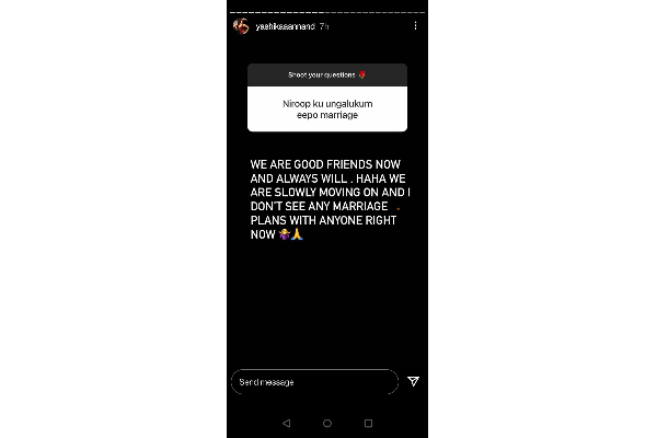 நடிகை யாஷிகாவிற்கு இவருடன் தான் திருமணமா?- நடிகையே போட்ட பதில் டுவிட் | Yashika About Marriage Plans