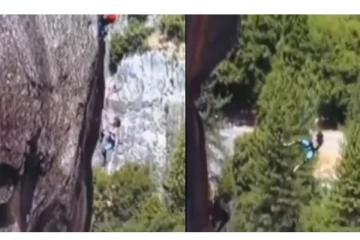 மலை உச்சிக்கு ஏறிய நபர் - திடீரென கைத்தவறி கீழே விழுந்த அதிர்ச்சி வீடியோ